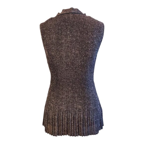 NWT DKNY SZ L Black & White Sleeveless Pleated Necktie Blouse Lots of Stretch - Picture 7 of 12